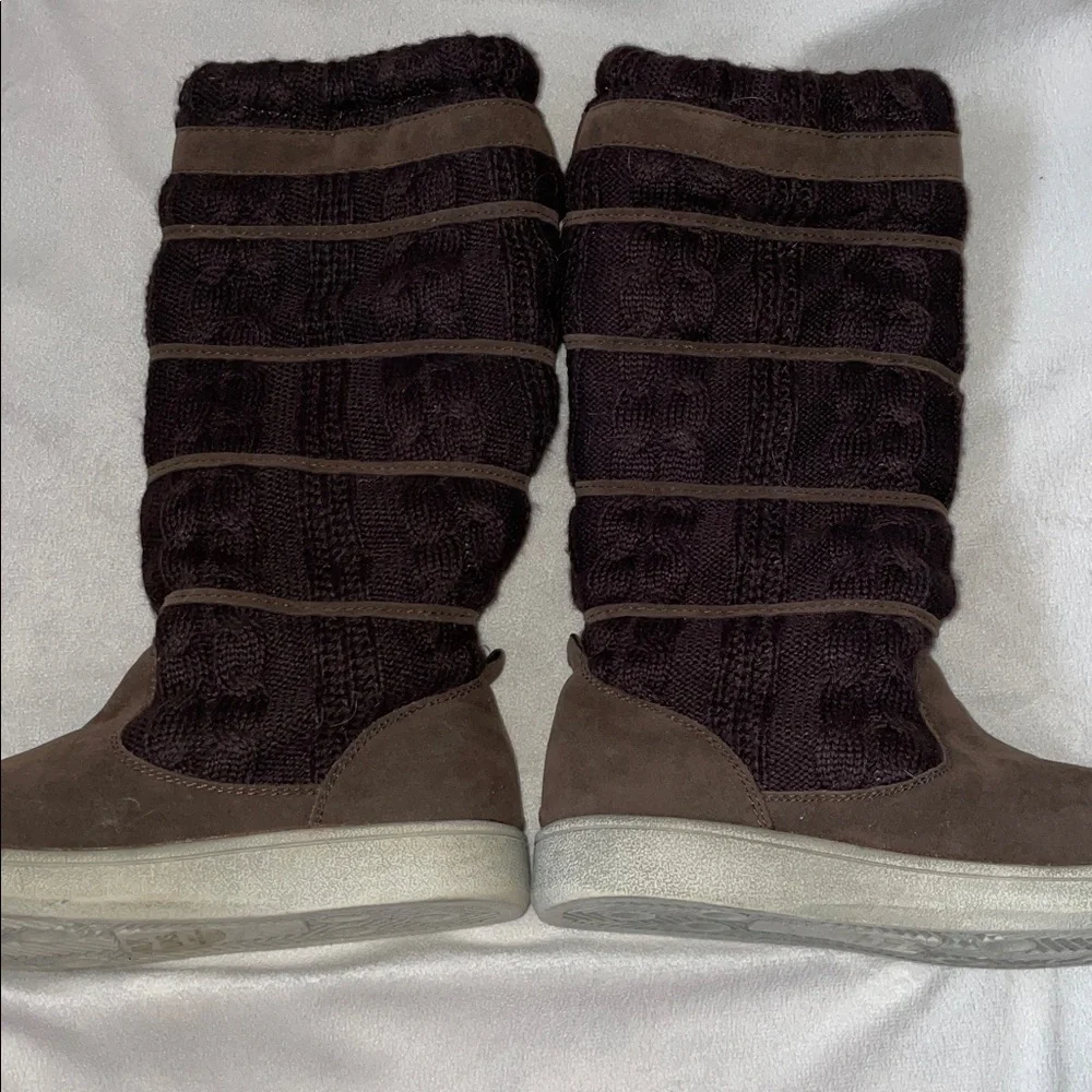 NWOT MUK LUKS Brown Winter Knit Boots.  Size 7 - Picture 3 of 7